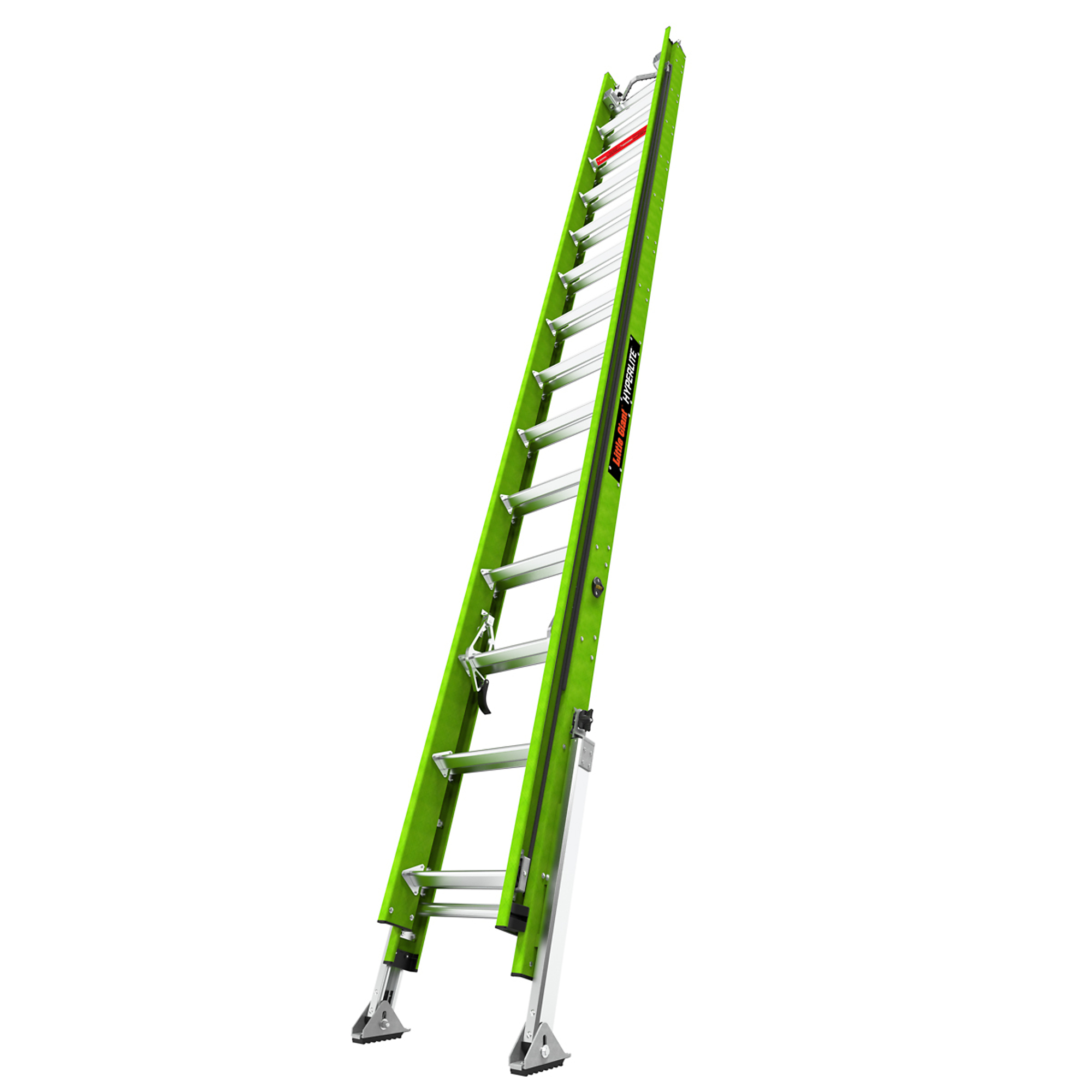 Little Giant Ladder, HYPERLITE 28in. Ext. Ladder Hooks V-Bar AUTO-LEVELER, Height 28 ft, Capacity 375 lb, Material Fiberglass, Model# 17928-087